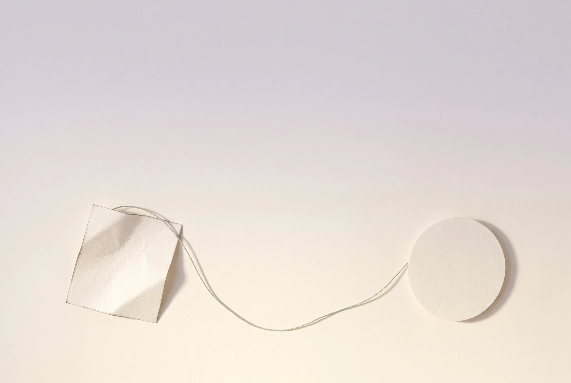 Two paper forms connected by a fine thread